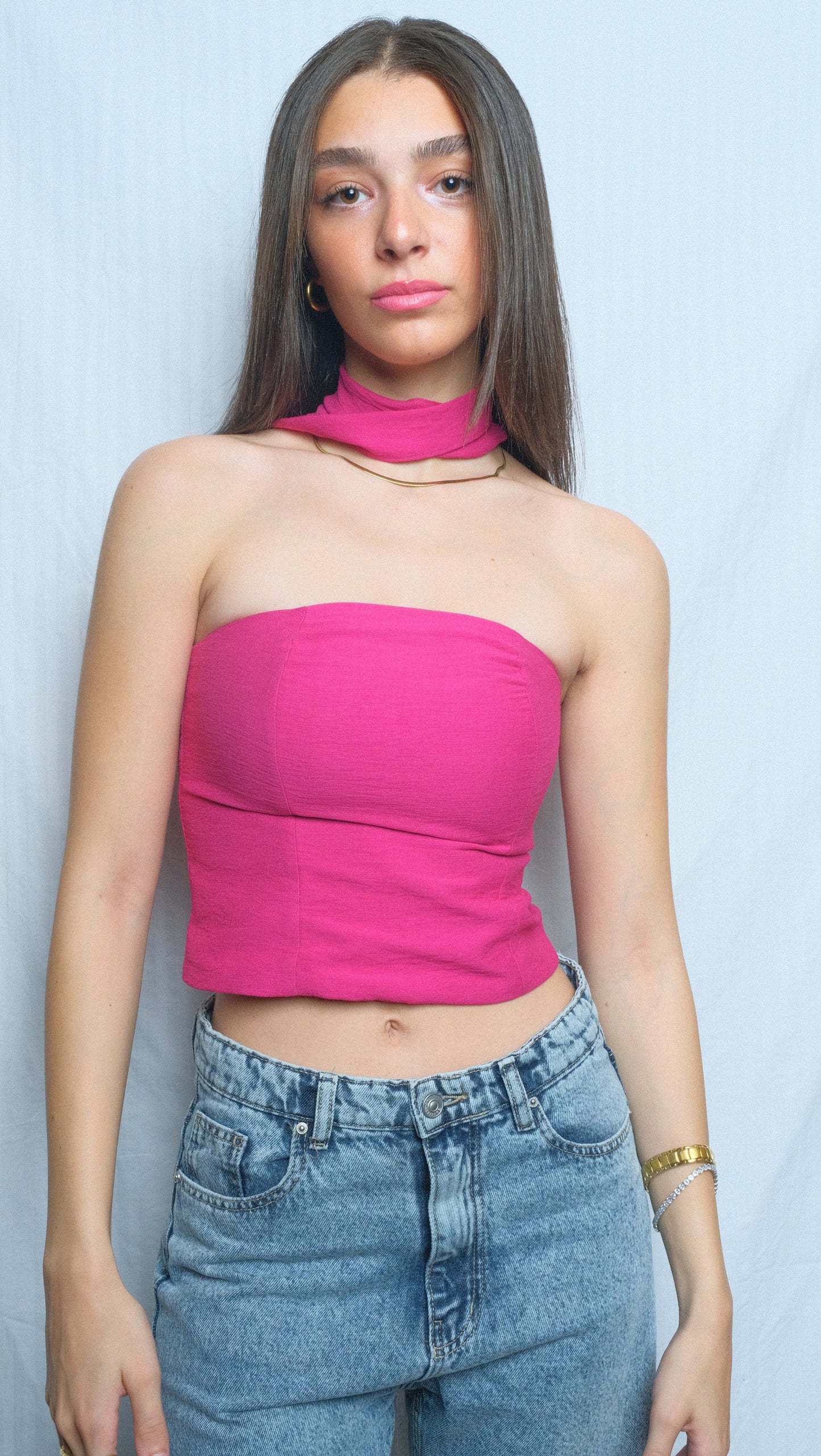 Magenta Linen Top
