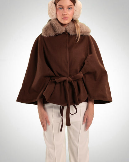 Mocha Fur Poncho