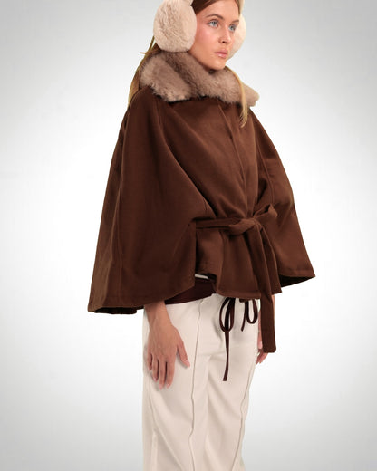 Mocha Fur Poncho