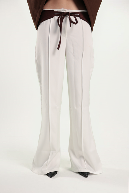 Verona Suede Trousers (Off White)